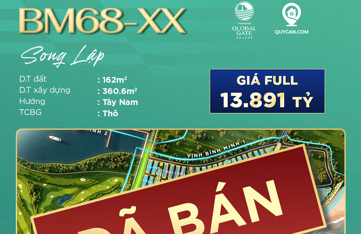 🚨 ĐÃ BÁN BM68-XX – VINHOMES GLOBAL GATE HẠ LONG 🚨