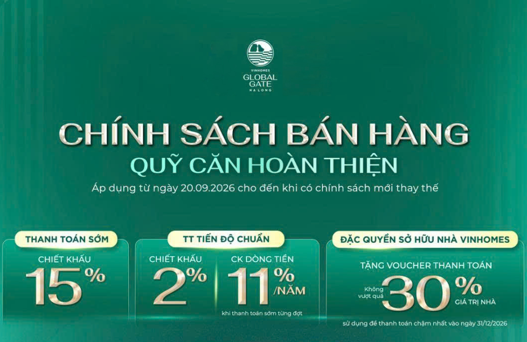 [VINHOMES GLOBAL GATE HẠ LONG] CẬP NHẬT CHÍNH SÁCH BÁN HÀNG MỚI NHẤT TỪ 20/092026